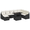 Havesofa Sæt 9 pcs Sort polyrattan