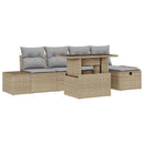 Havesofa Sæt 6 stk. Beige polyrattan