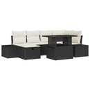 Havesofa Sæt 7 pcs Sort polyrattan