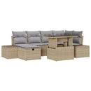 Havesofa Sæt 7 stk. Beige polyrattan