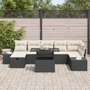 Havesofa Sæt 8 pcs Sort polyrattan