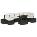 Havesofa Sæt 8 pcs Sort polyrattan