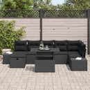 Havesofa Sæt 8 stk. Sort polyrattan
