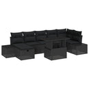 Havesofa Sæt 8 stk. Sort polyrattan