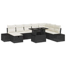Havesofa Sæt 9 pcs Sort polyrattan