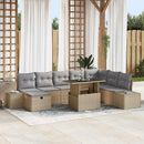 Havesofa Sæt 9 stk. Beige polyrattan