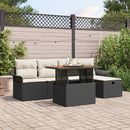 Havesofa Sæt 6 pcs Sort polyrattan