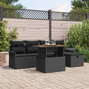 Havesofa Sæt 6 stk. Sort polyrattan