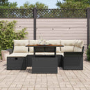 Havesofa Sæt 7 pcs Sort polyrattan