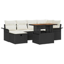 Havesofa Sæt 7 pcs Sort polyrattan