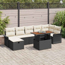 Havesofa Sæt 8 pcs Sort polyrattan