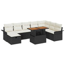 Havesofa Sæt 9 pcs Sort polyrattan