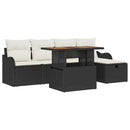 Havesofa Sæt 6 pcs Sort polyrattan