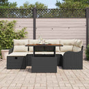 Havesofa Sæt 7 pcs Sort polyrattan