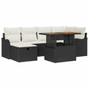 Havesofa Sæt 7 pcs Sort polyrattan