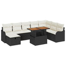 Havesofa Sæt 9 pcs Sort polyrattan