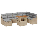 Havesofa Sæt 9 stk. Beige polyrattan