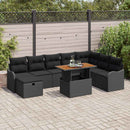 Havesofa Sæt 9 stk. Sort polyrattan