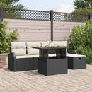 Havesofa Sæt 6 pcs Sort polyrattan