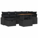 Havesofa Sæt 7 stk. Sort polyrattan