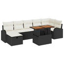 Havesofa Sæt 8 pcs Sort polyrattan