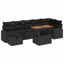 Havesofa Sæt 8 stk. Sort polyrattan