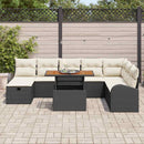 Havesofa Sæt med pude med opbevaring 9 pcs Sort polyrattan