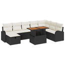 Havesofa Sæt med pude med opbevaring 9 pcs Sort polyrattan