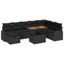 Havesofa Sæt 9 stk. Sort polyrattan