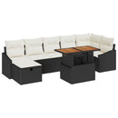 Havesofa Sæt 8 pcs Sort polyrattan