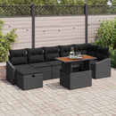 Havesofa Sæt 8 stk. Sort polyrattan
