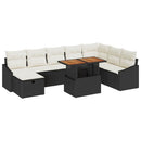 Havesofa Sæt 9 pcs Sort polyrattan
