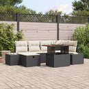 Havesofa Sæt 7 pcs Sort polyrattan