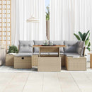Havesofa Sæt 7 stk. Beige polyrattan