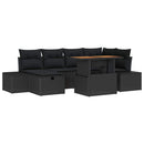 Havesofa Sæt 7 stk. Sort polyrattan
