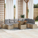 Havesofa Sæt 9 stk. Beige Poly rattan