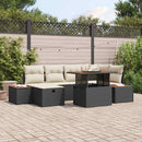 Havesofa Sæt 7 pcs Sort polyrattan