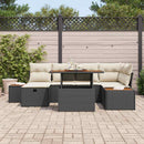 Havesofa Sæt 7 pcs Sort polyrattan