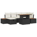 Havesofa Sæt 7 pcs Sort polyrattan