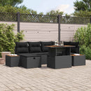 Havesofa Sæt 7 stk. Sort polyrattan