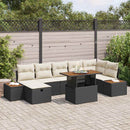 Havesofa Sæt 8 pcs Sort polyrattan