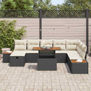 Havesofa Sæt med pude med opbevaring 9 pcs Sort polyrattan