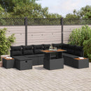 Havesofa Sæt 9 stk. Sort polyrattan
