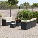 Havesofa Sæt 10 stk. Sort polyrattan