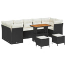 Havesofa Sæt 10 pcs Sort polyrattan