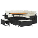 Havesofa Sæt 8 stk. Sort polyrattan
