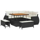 Havesofa Sæt 8 stk. Sort polyrattan