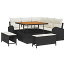 Havesofa Sæt 8 stk. Sort polyrattan