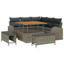 Havesofa Sæt med pude 8 pcs Grå polyrattan