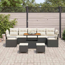 Havesofa Sæt 10 stk. Sort polyrattan